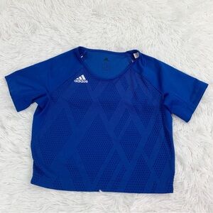 Adidas Kids Royal Blue Short Sleeve cropped Tee cut out details